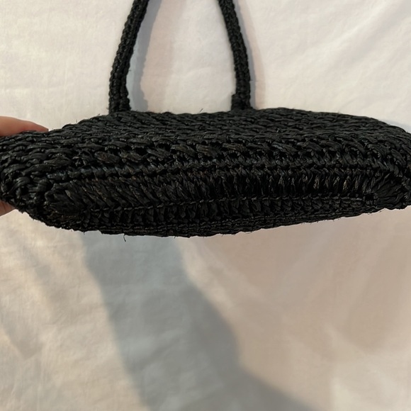 Vintage Elegant Black Straw Celephane Woven Handbag 1950s Made in Japan - Picture 3 of 5
